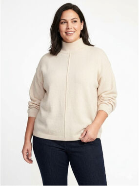 H&M Cream Mock Turtleneck Sweater 2XL - 273 comfort work school warm trendy chic